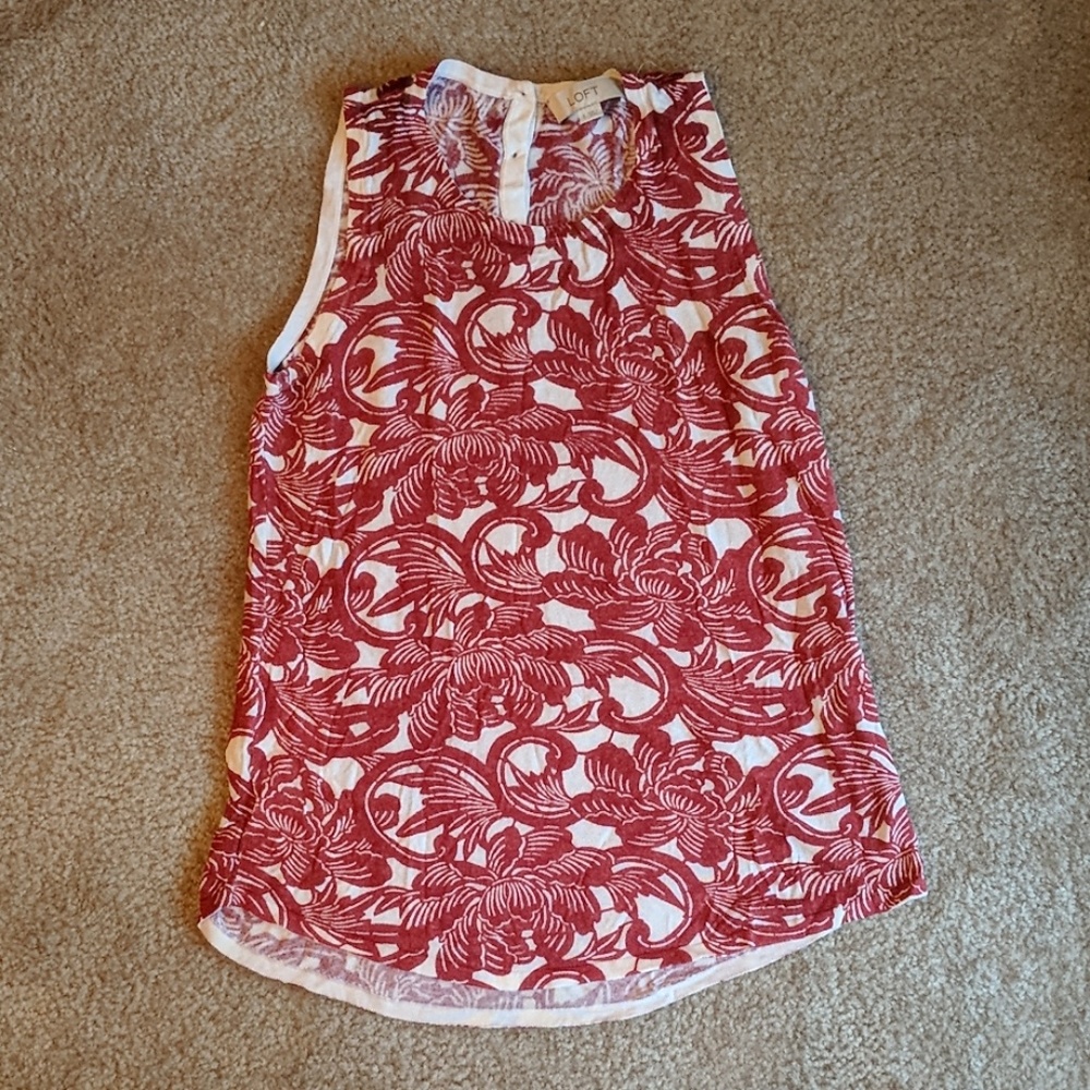 Loft Knit Tank Top - Red and White